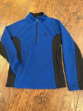 Spyder Men's Royal Blue and Black Quarter-Zip Performance Pullover